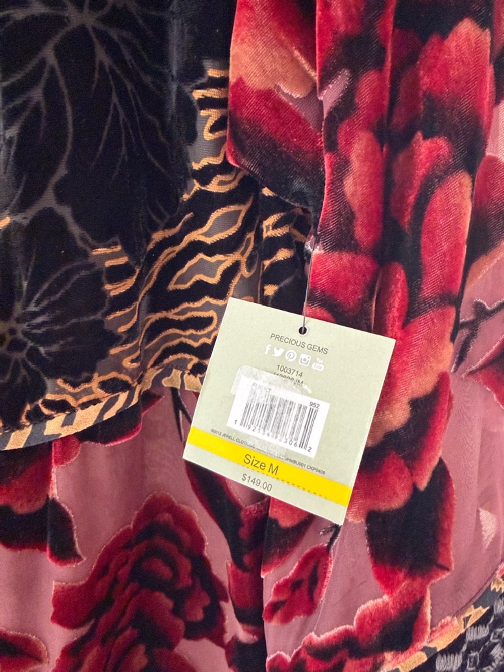 John Mark Sheer Floral & Leopard Kimono - Burgundy/Gold NWT - Picture 3 of 5